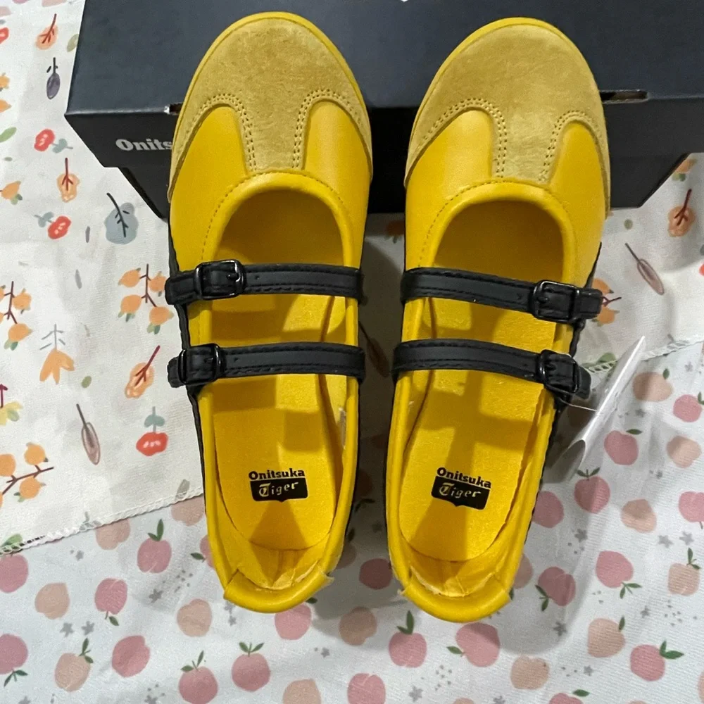 Onitsuka Tiger by Asics Yellow and Black Mary Jane Flats